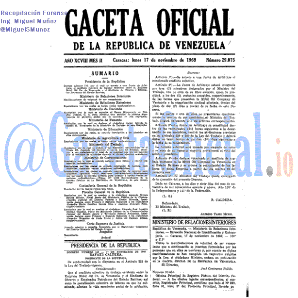 Gaceta Oficial 29075 del 17 Noviembre 1969