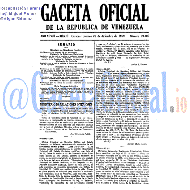 Gaceta Oficial 29106 del 26 Diciembre 1969