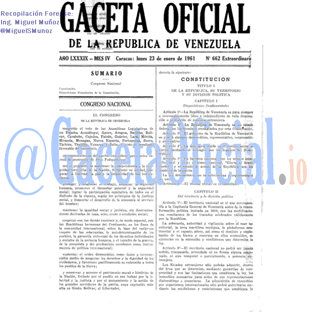 Gaceta Oficial 662 del 23 Enero 1961