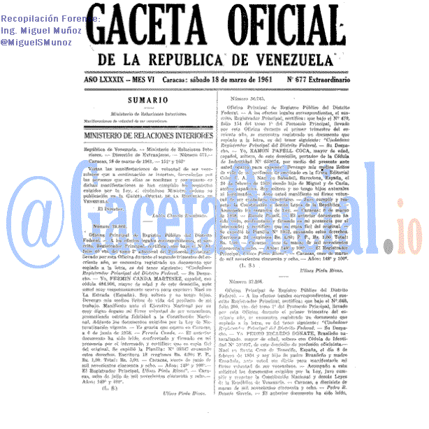 Gaceta Oficial 677 del 18 Marzo 1961