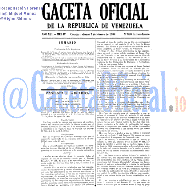 Gaceta Oficial 898 del 7 Febrero 1964