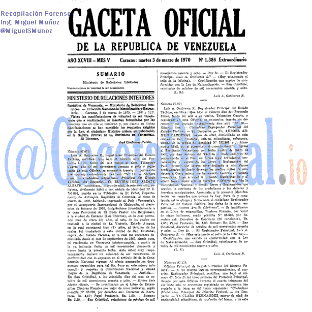 Gaceta Oficial 1386 del 3 Marzo 1970