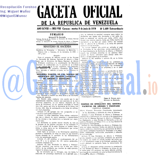 Gaceta Oficial 1409 del 9 Junio 1970