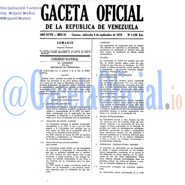 Gaceta Oficial 1430 del 9 Septiembre 1970