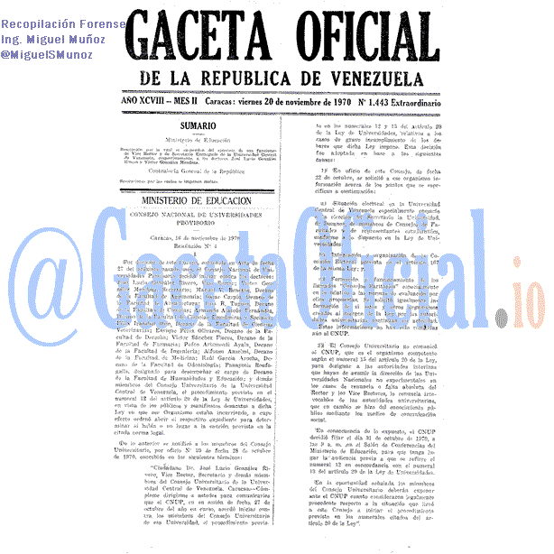 Gaceta Oficial 1443 del 20 Noviembre 1970