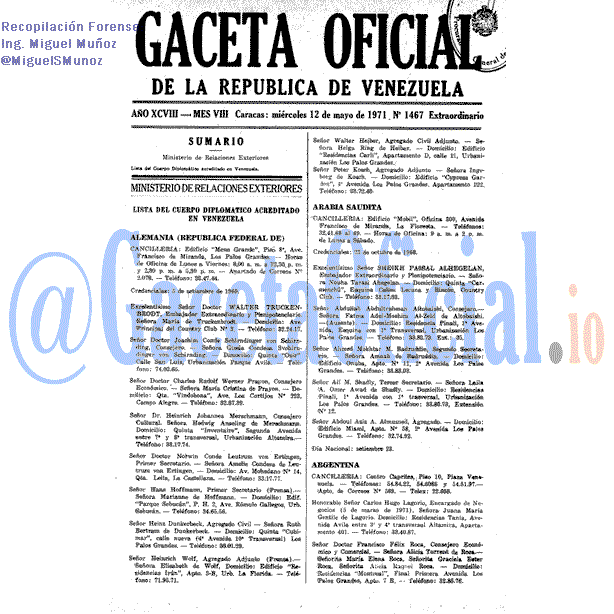 Gaceta Oficial 1467 del 12 Mayo 1971