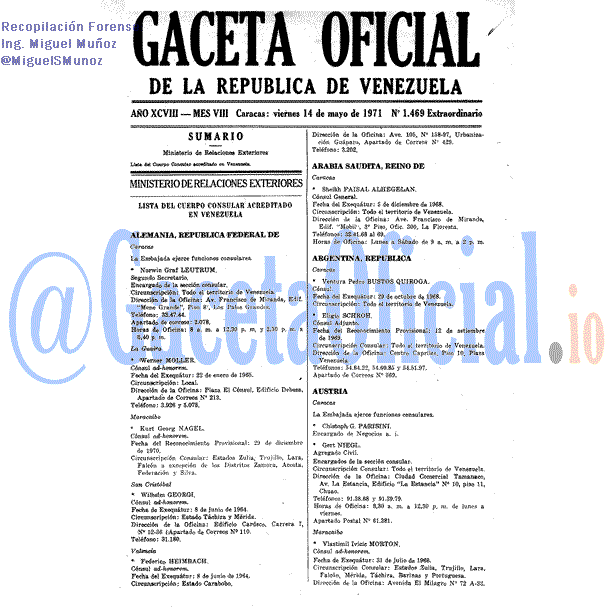 Gaceta Oficial 1469 del 14 Mayo 1971