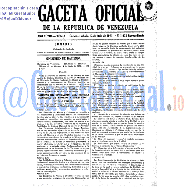 Gaceta Oficial 1473 del 12 Junio 1971