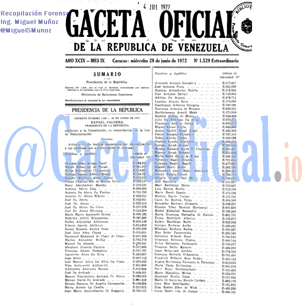Gaceta Oficial 1529 del 28 Junio 1972