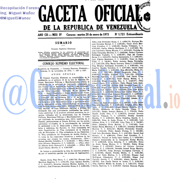 Gaceta Oficial 1721 del 28 Enero 1975