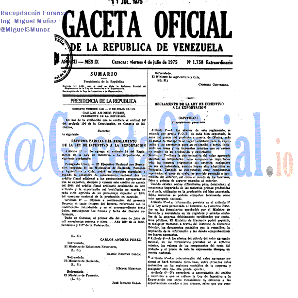 Gaceta Oficial 1758 del 4 Julio 1975