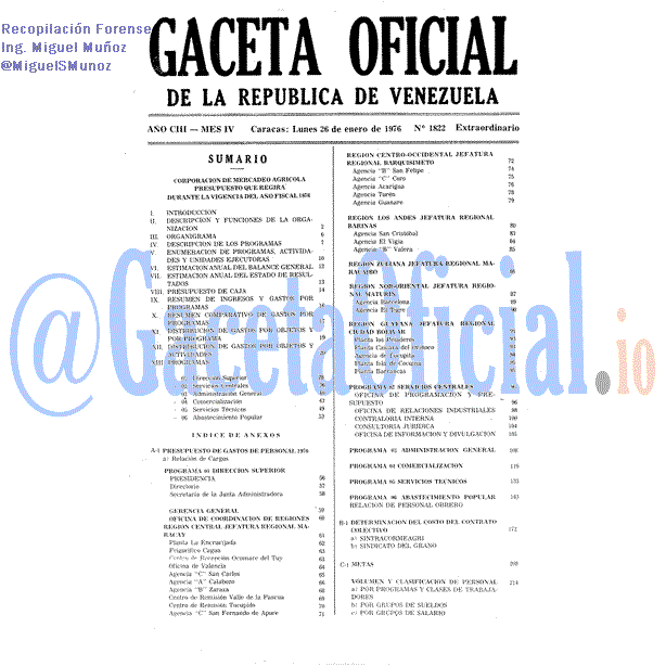 Gaceta Oficial 1822 del 26 Enero 1976