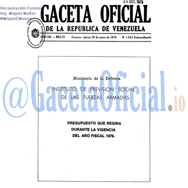 Gaceta Oficial 1843 del 29 Enero 1976