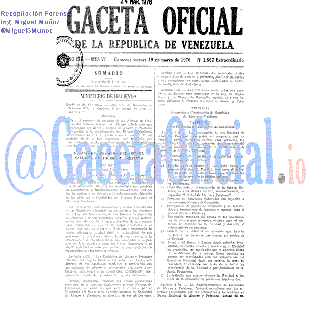 Gaceta Oficial 1862 del 19 Marzo 1976