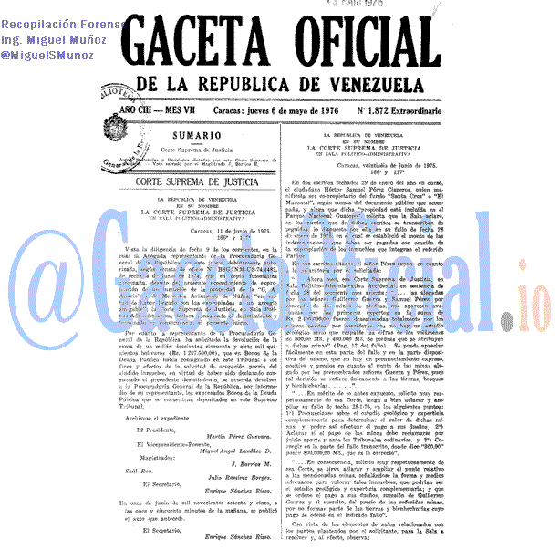 Gaceta Oficial 1872 del 6 Mayo 1976