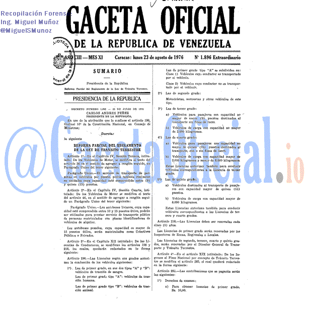 Gaceta Oficial 1896 del 23 Agosto 1976