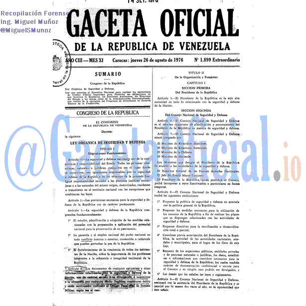 Gaceta Oficial 1899 del 26 Agosto 1976