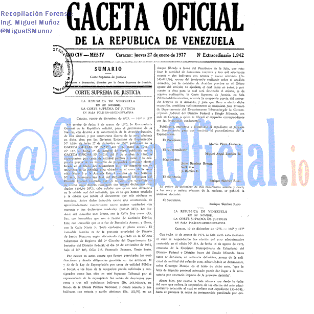 Gaceta Oficial 1942 del 27 Enero 1977