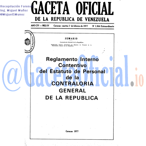 Gaceta Oficial 1944 del 1 Febrero 1977
