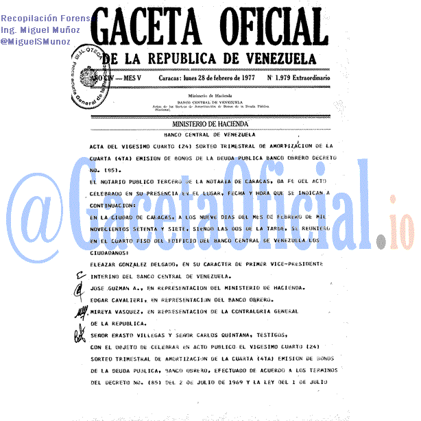 Gaceta Oficial 1979 del 28 Febrero 1977
