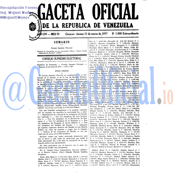 Gaceta Oficial 1990 del 11 Marzo 1977