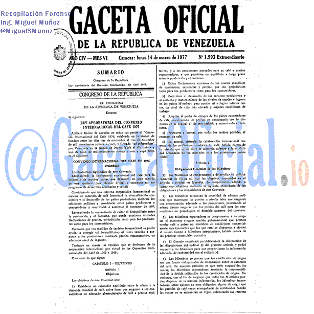 Gaceta Oficial 1993 del 14 Marzo 1977