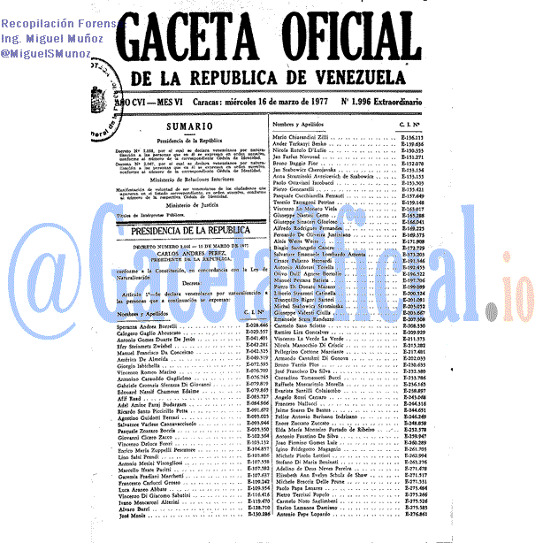 Gaceta Oficial 1996 del 16 Marzo 1977