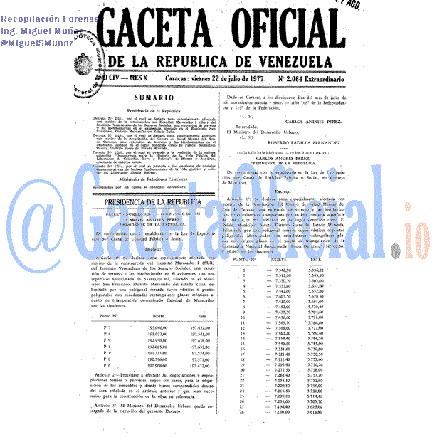Gaceta Oficial 2064 del 22 Julio 1977
