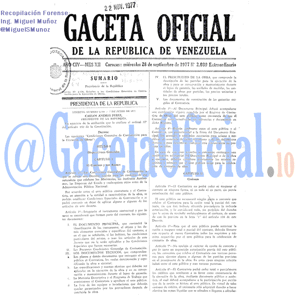 Gaceta Oficial 2089 del 28 Septiembre 1977