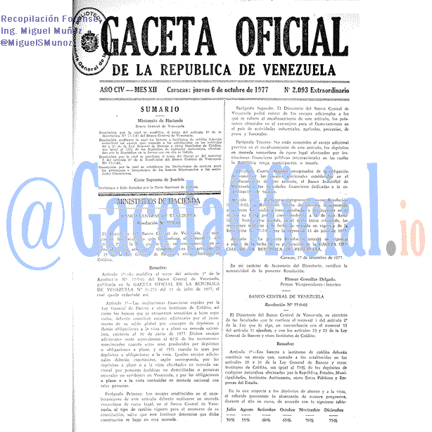 Gaceta Oficial 2093 del 6 Octubre 1977