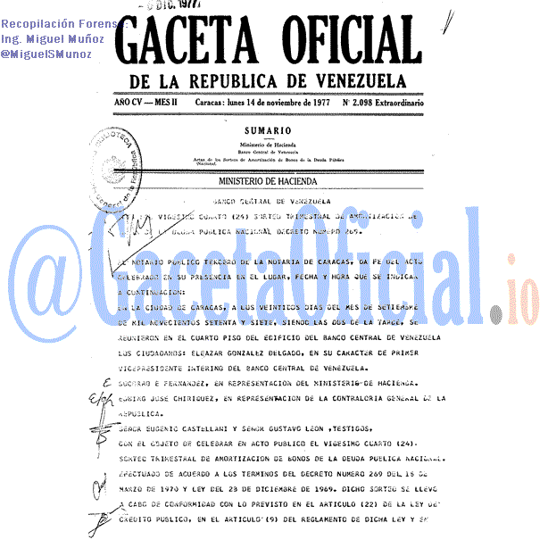 Gaceta Oficial 2098 del 14 Noviembre 1977