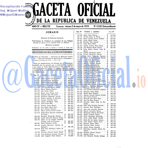Gaceta Oficial 2242 del 5 Mayo 1978