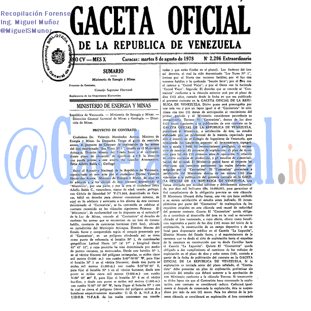 Gaceta Oficial 2296 del 8 Agosto 1978