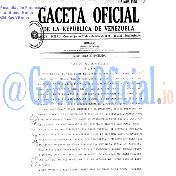 Gaceta Oficial 2311 del 21 Septiembre 1978