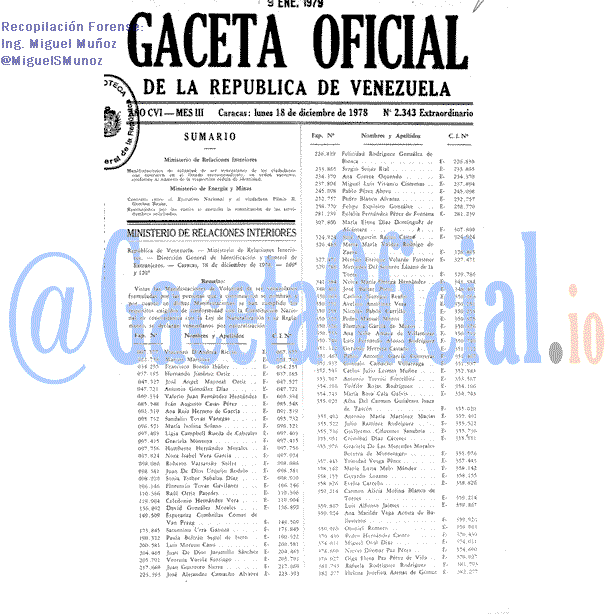 Gaceta Oficial 2343 del 18 Diciembre 1978