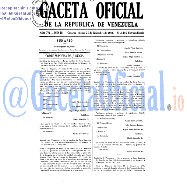 Gaceta Oficial 2345 del 21 Diciembre 1978