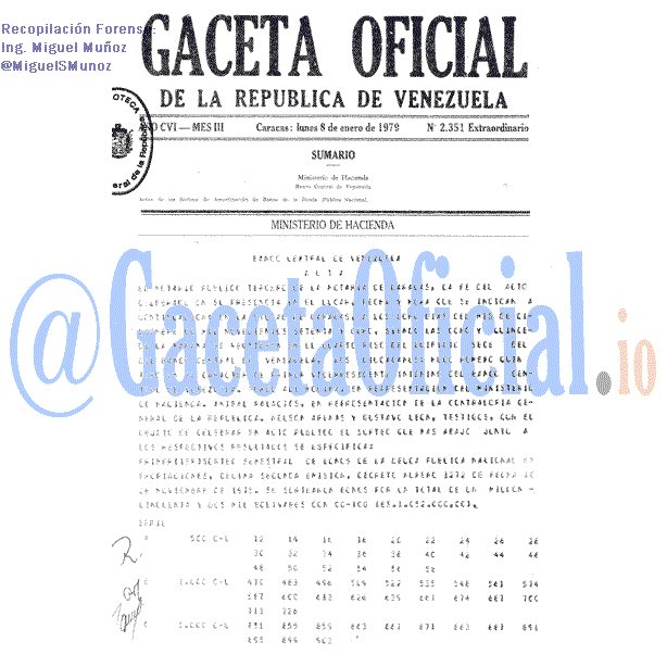 Gaceta Oficial 2351 del 8 Enero 1979
