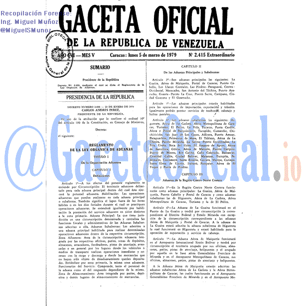 Gaceta Oficial 2415 del 5 Marzo 1979