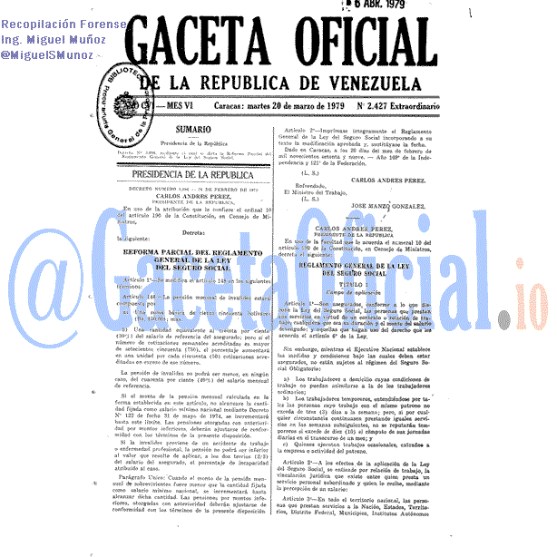 Gaceta Oficial 2427 del 20 Marzo 1979