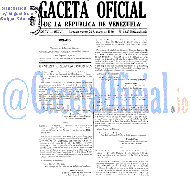 Gaceta Oficial 2430 del 23 Marzo 1979