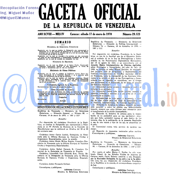 Gaceta Oficial 29123 del 17 Enero 1970