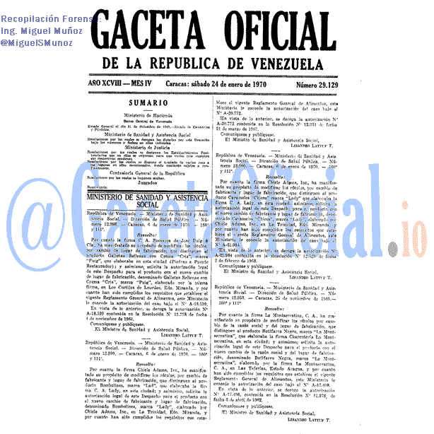 Gaceta Oficial 29129 del 24 Enero 1970