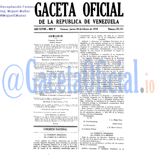 Gaceta Oficial 29155 del 26 Febrero 1970