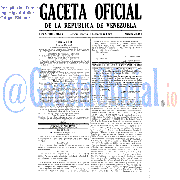 Gaceta Oficial 29165 del 10 Marzo 1970
