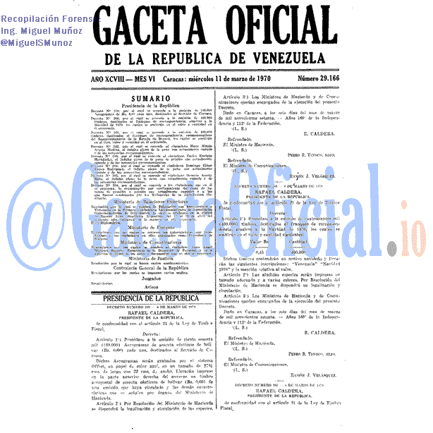 Gaceta Oficial 29166 del 11 Marzo 1970