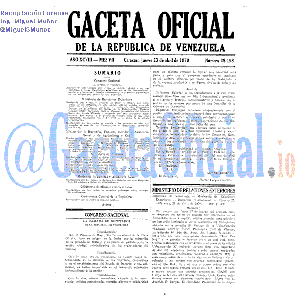 Gaceta Oficial 29198 del 23 Abril 1970