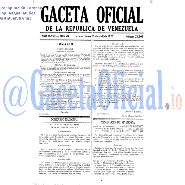 Gaceta Oficial 29201 del 27 Abril 1970