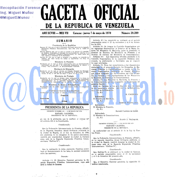 Gaceta Oficial 29209 del 7 Mayo 1970