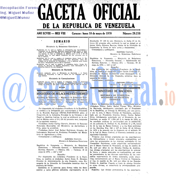 Gaceta Oficial 29218 del 18 Mayo 1970