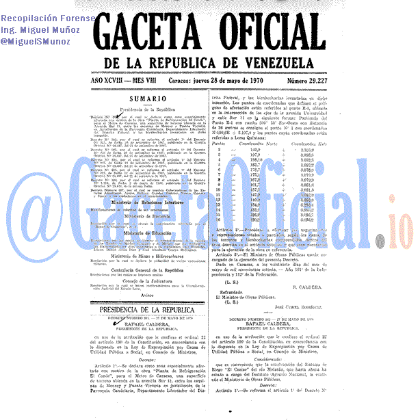 Gaceta Oficial 29227 del 28 Mayo 1970